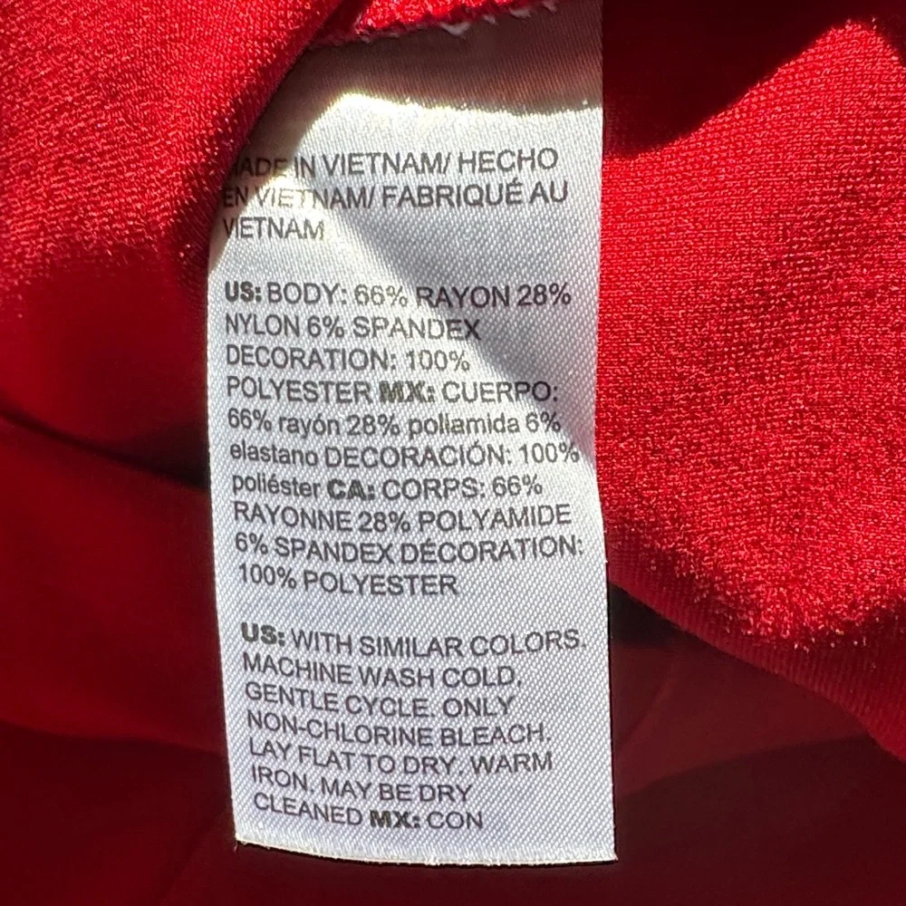 Chico's Vibrant Red Dress with Lace Sleeves, M - Picture 11 of 14